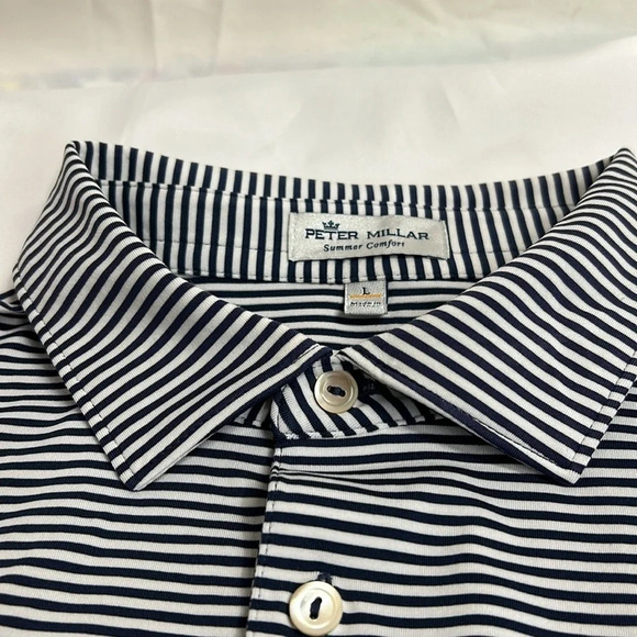 PETER MILLAR - MEN'S HALES PERFORMANCE POLO Navy/White. Large NWOT - Picture 4 of 5